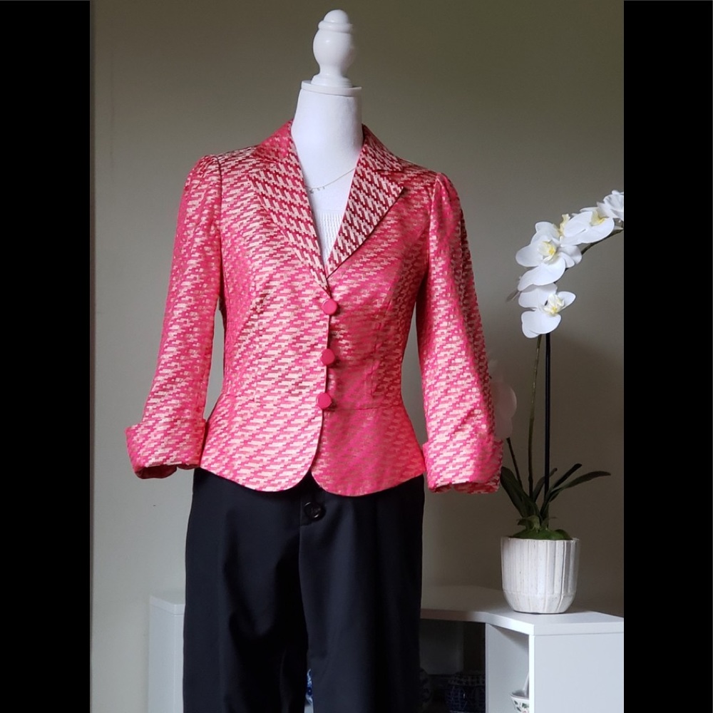 Pre-owned ARMANI COLLEZIONI THREE QUARTER SLEEVES JAQUARD BLAZER JACKET